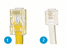 Image: Example of an Ethernet cable and a phone cable.